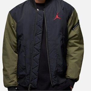 Jordan Men's Black and Olive Bomber Jacket